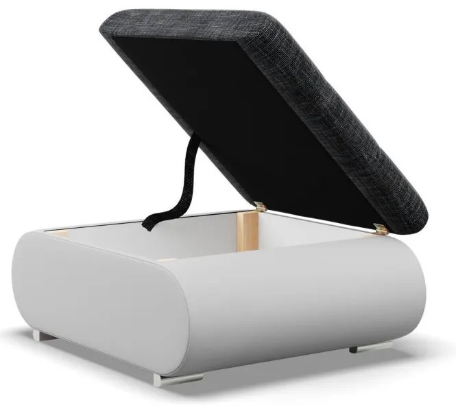 Tokio puff, fonott + műbőr, sötétszürke - fehér