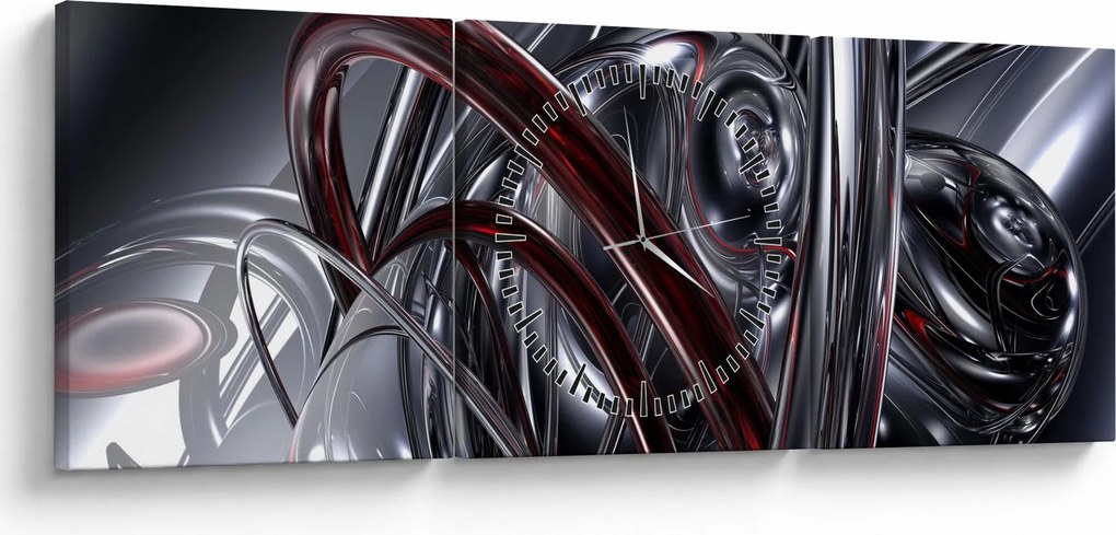 Szürke absztrakció kép (órával) (90x30 cm)