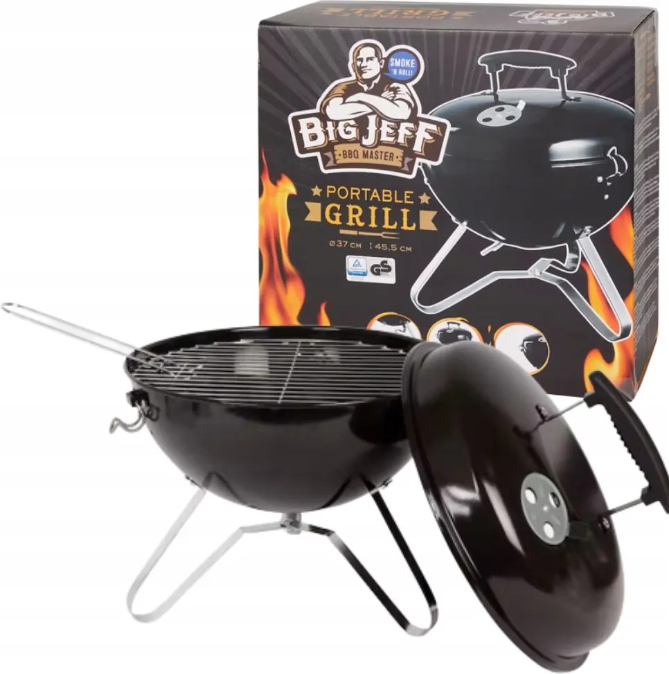 Szén grill Big Jeff Piknik Asztali Grill Fedéllel 37x40cm