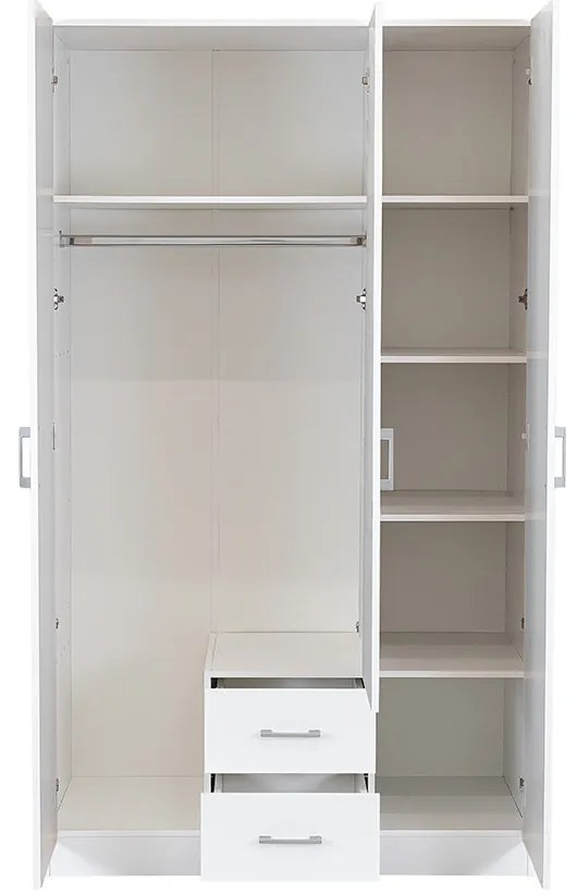 Miami gardróbszekrény 120x205 cm fehér-fehér