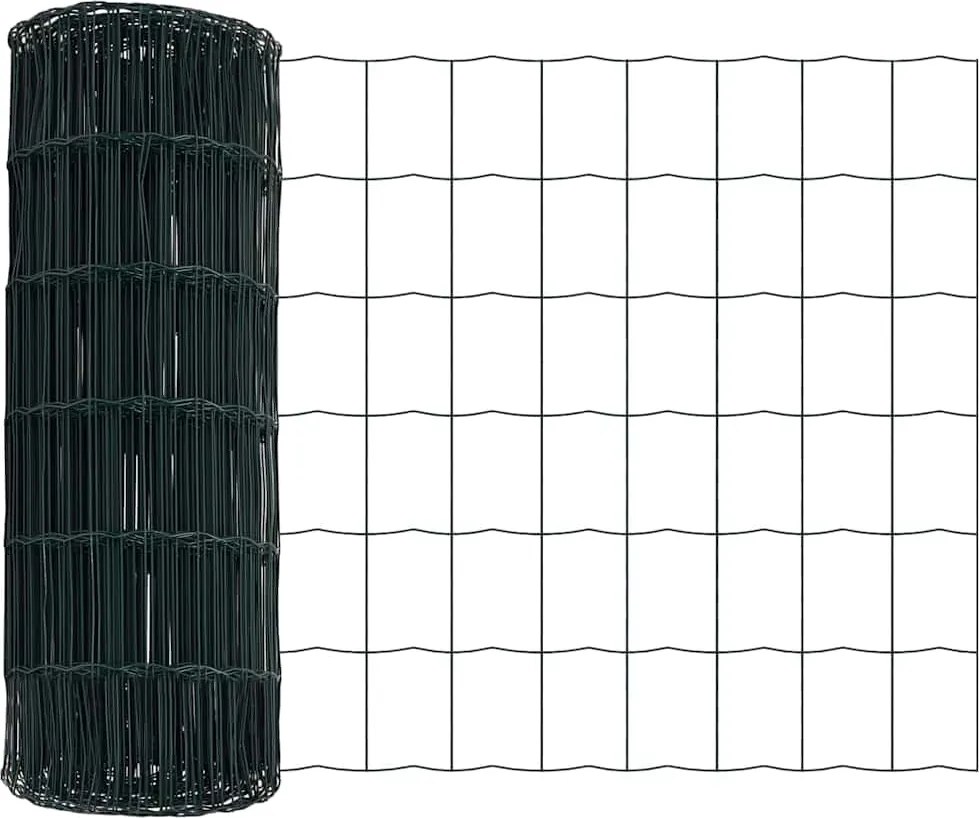 vidaXL Európai Kerítés Zöld 0,8 x 25 m PVC-bevonatú vas