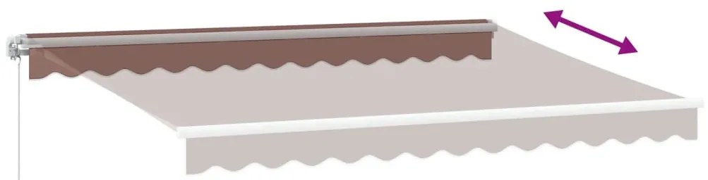 barna kézzel kihúzható LED-es napellenző 350 x 250 cm