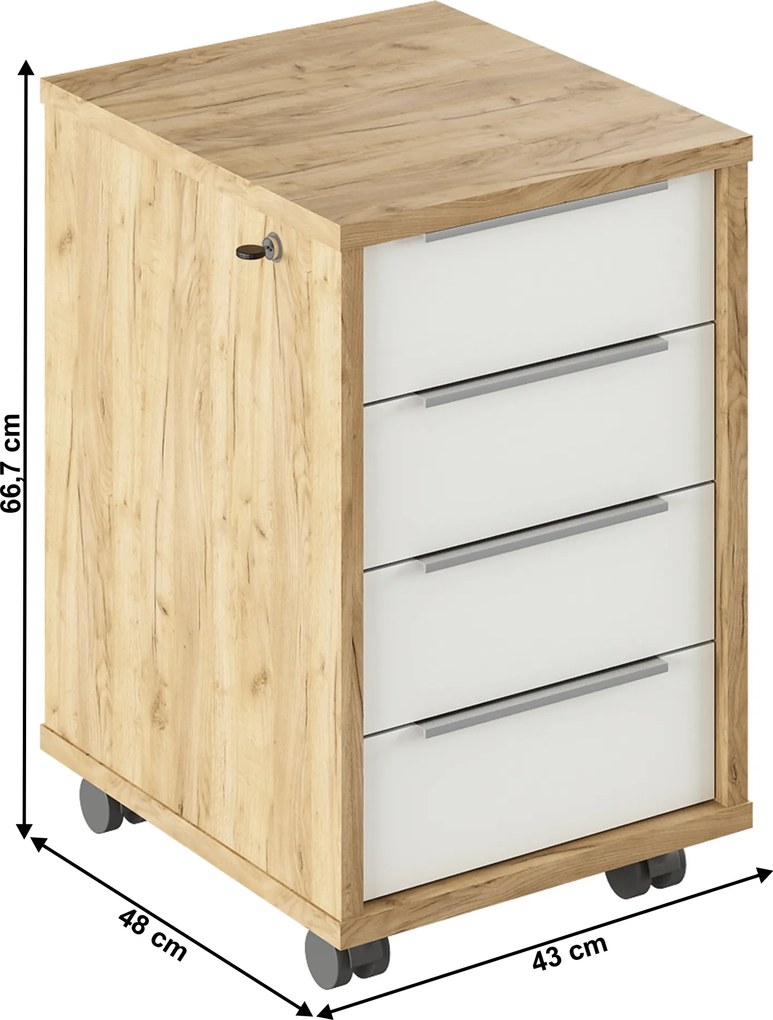 Fiókos elem zárral,artisan tölgy/fehér, RIOMA TYP 30