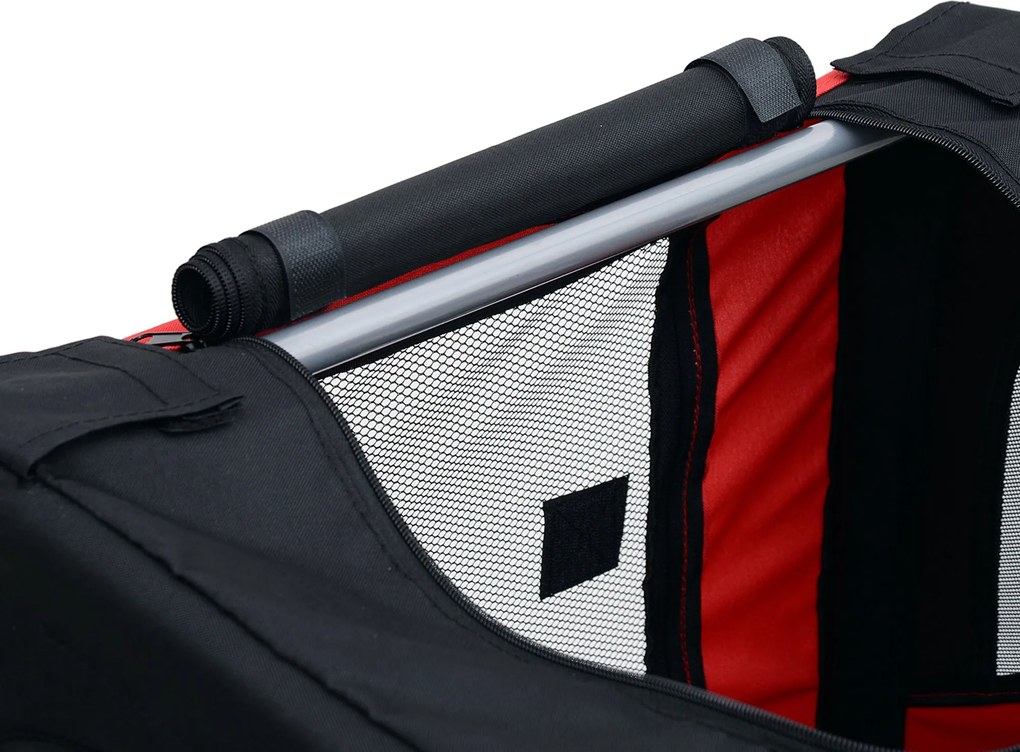 PawHut Kisállat Bicikli utánfutó 8 Reflektorral, Zászlóval, Vonóhoroggal, Acél, Vízálló Poliészter, Max. 30 Kg, 130L x 73W x 90H cm, Piros | Aosom