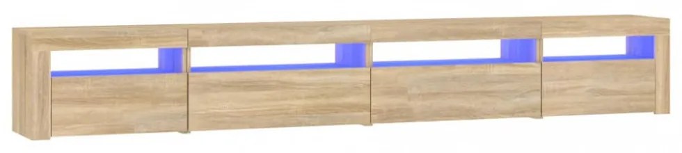 sonoma tölgy színű TV-szekrény LED-lámpákkal 270x35x40 cm