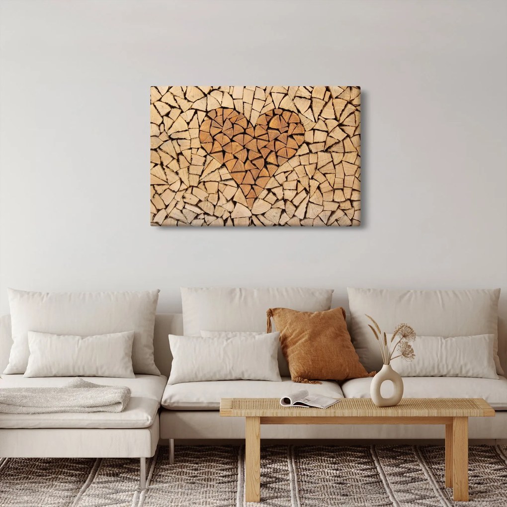 Kép - szív fából (90x60 cm)
