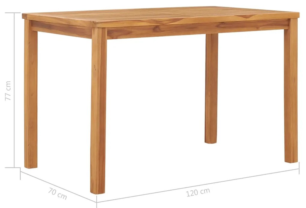 tömör tíkfa kerti étkezőasztal 120 x 70 x 77 cm