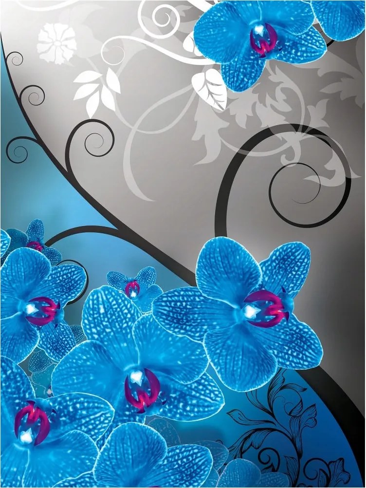 Fotótapéta Kék orchideák Elegancia és finomság 206x275 +ragasztó