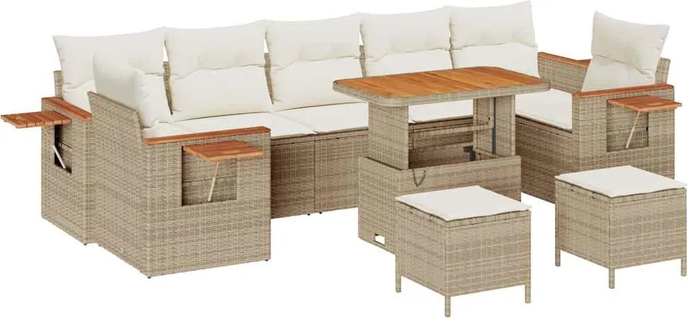 vidaXL Kerti Kanapé Szett párnával 10 pcs Beige és krém