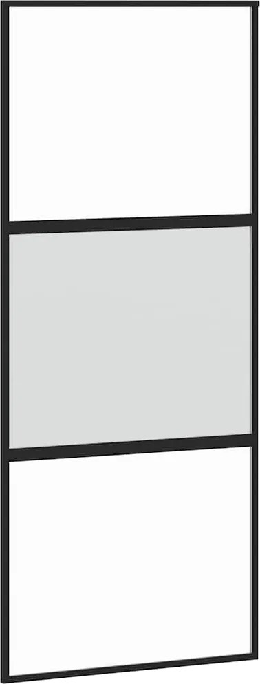 vidaXL fekete edzett üveg és alumínium tolóajtó 90 x 205 cm