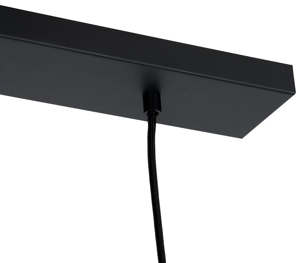 Retro függőlámpa fekete átlátszó üveggel, hosszúkás, 3-lámpás - Eclipse