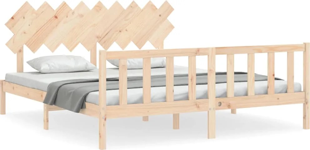 vidaXL tömör fa ágykeret fejtámlával Super King Size