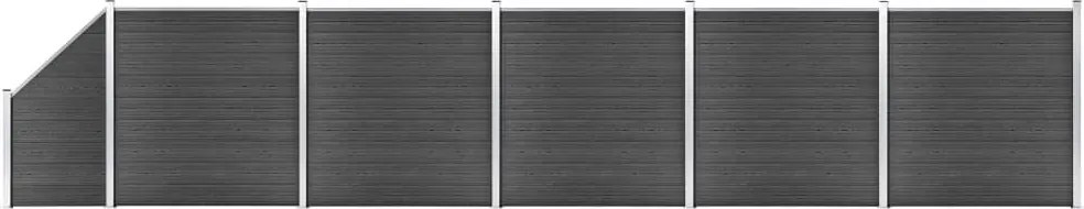 vidaXL fekete WPC kerítéspanelszett 965 x (105-186) cm