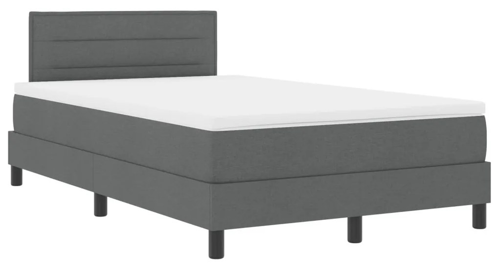 Box Spring Ágy Matraccal és LED Sötétszürke 120x190 cm Szövet