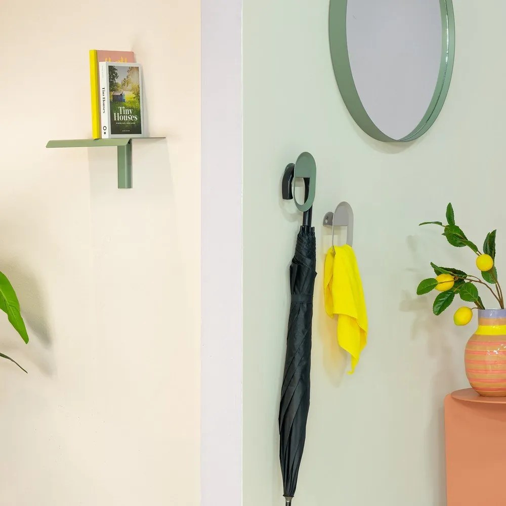 Zöldesszürke fém fali polc 28 cm Hola – Spinder Design