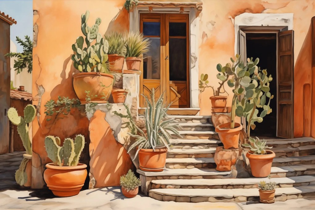 Poszter 45x30cm Napsütötte Kaktuszsarok