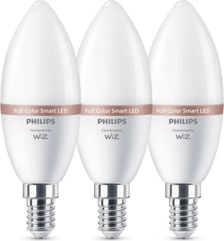 3 darabos szett RGB LED dimmelhető izzó Philips SMART C37 E14/4,9W/230V 2200-6500K