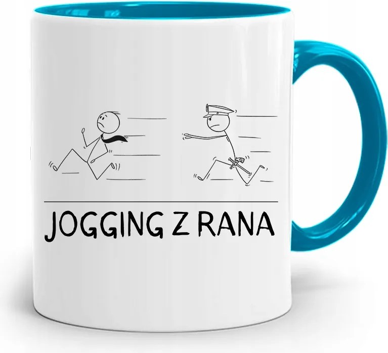 Kék Bögre Rendőrnek Kocogás Reggel Nyomtatott Fotóval