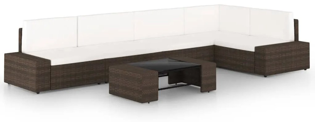 vidaXL 6 részes barna polyrattan kerti ülőgarnitúra párnákkal