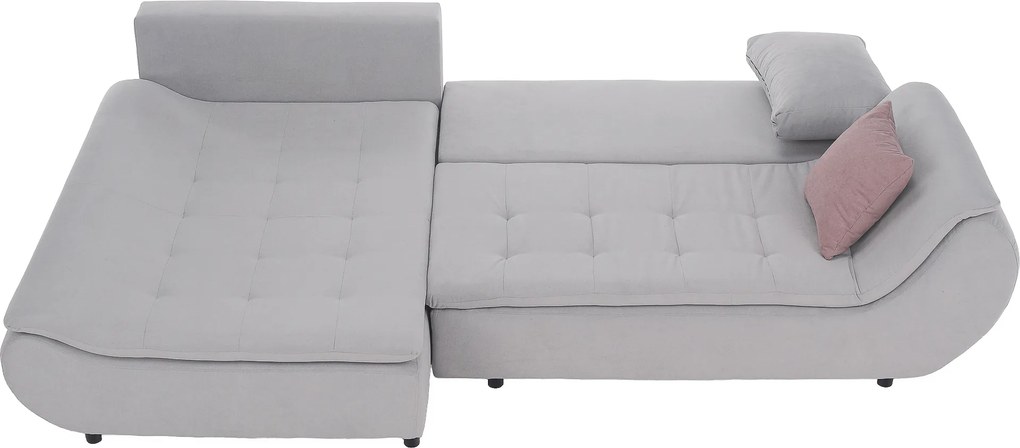 Ülőgarnitúra, világosszürke/púderrózsaszín, szövet, balos, BRATO