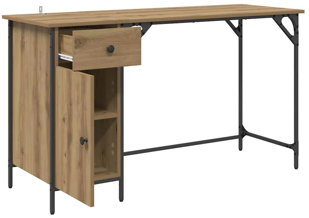 vidaXL Számítógépes asztal Artisan tölgy 131 x 48 x 75 cm Faanyag