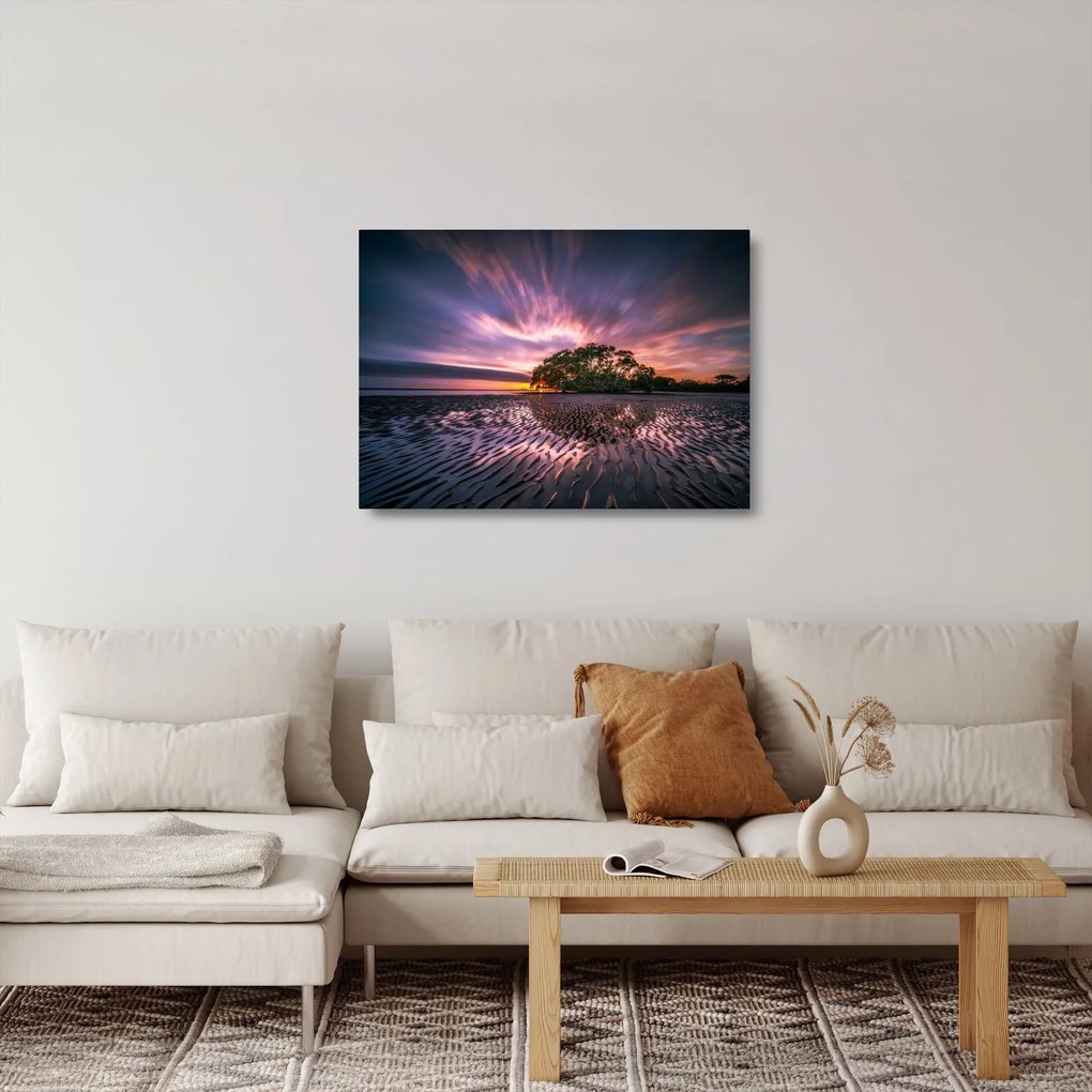 Egy kép a tengerparton naplementekor (üvegen) (70x50 cm)