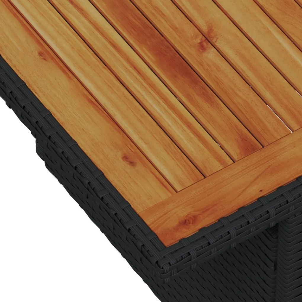 7 részes Kert Sofa Szett Párnákkal Fekete Poli Rattan