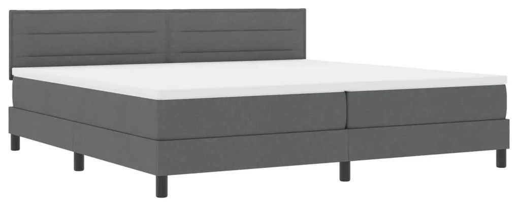 Boxspring ágy matraccal sötétszürke 200x200 cm szövet