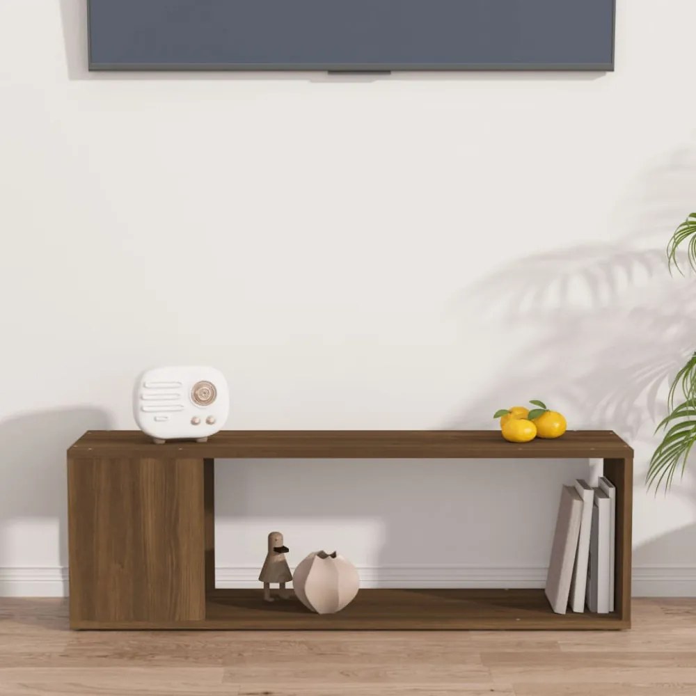 barna tölgy színű szerelt fa TV-szekrény 100 x 24 x 32 cm