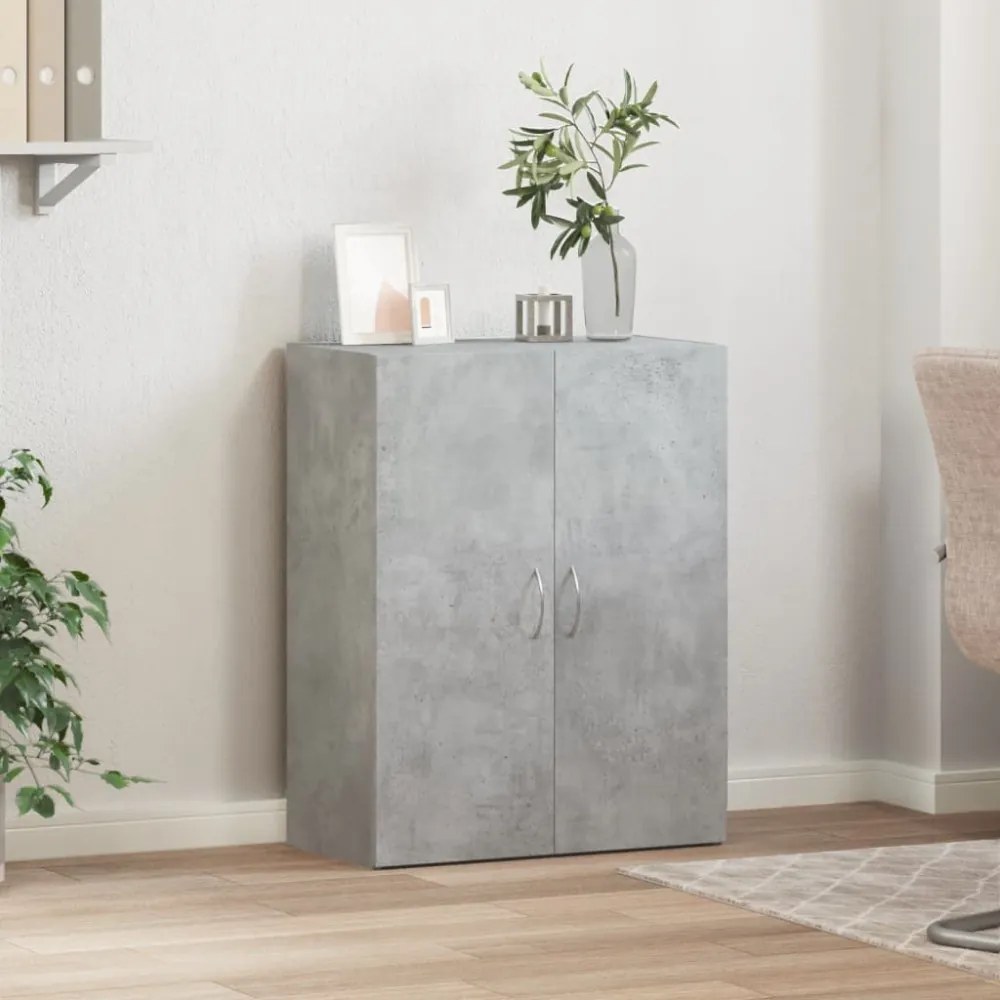 betonszürke szerelt fa irattartó szekrény 60 x 32 x 77,5 cm