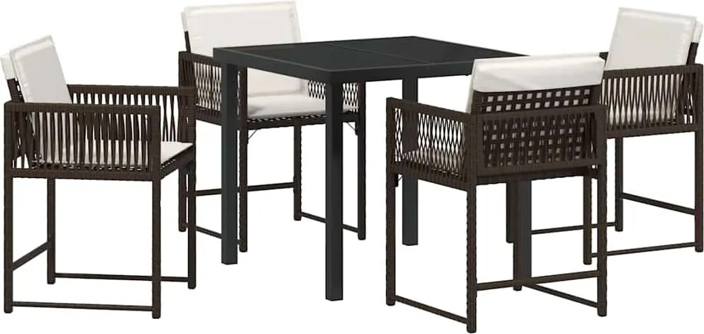 vidaXL Kert étkező szett 5 pcs Barna polirattan