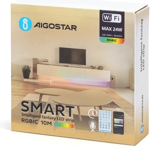 Aigostar - LED RGBIC dimmelhető szalag 10 m LED/24W/24V + távirányító, Wi‑Fi