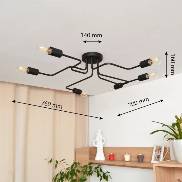 LED Felületre szerelhető csillár TUBE 6xE27/15W/230V