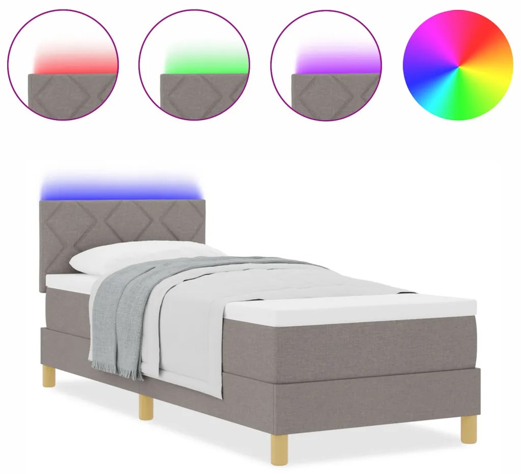 Boxspring ágy matraccal és LED bézs 80x200 cm szövet