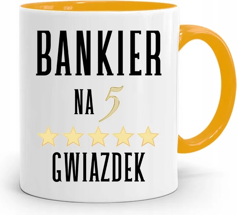 Bankárnak Sárga Bögre Születésnapi Ajándék fényképes nyomtatással