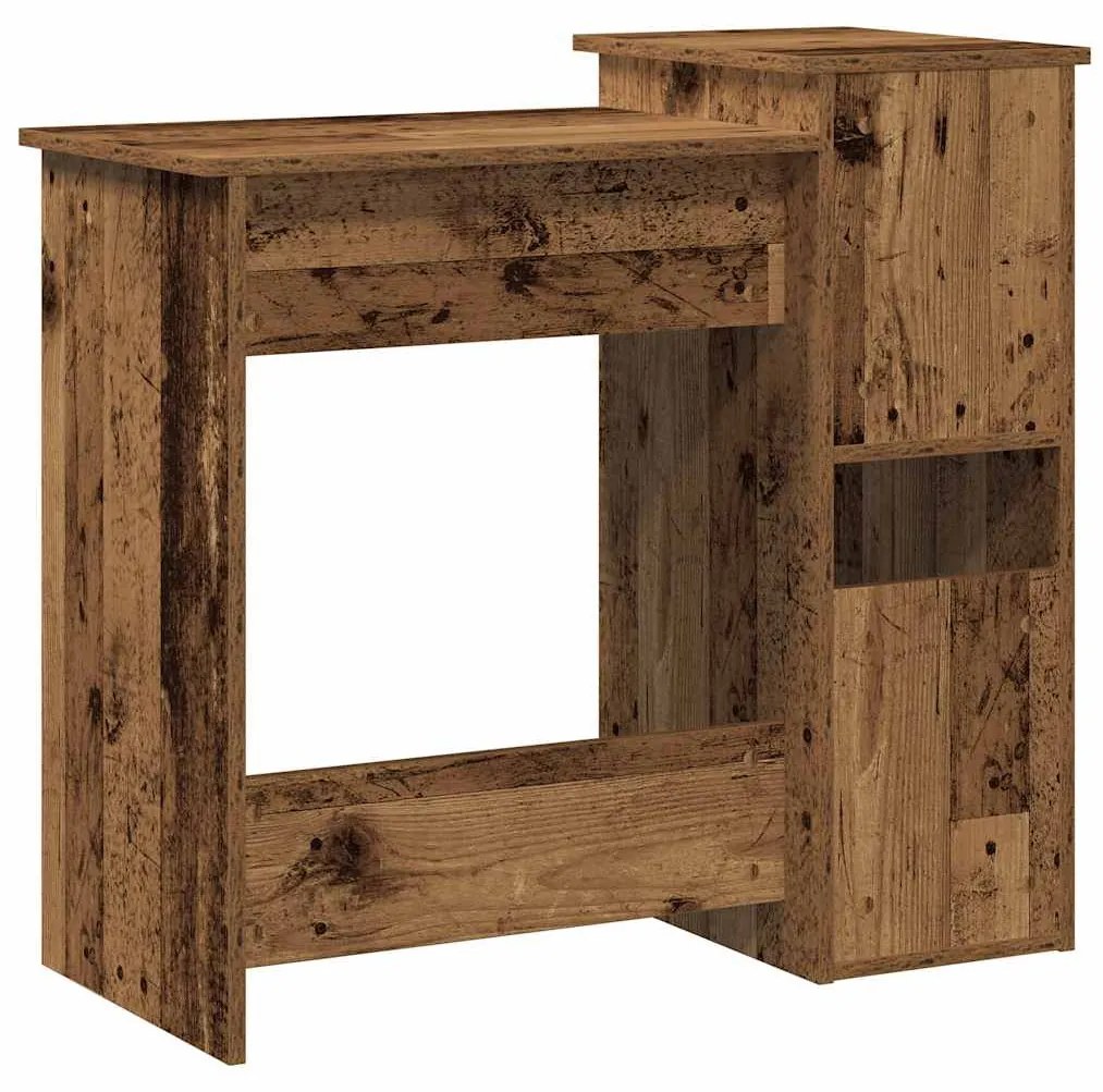 antik fa színű szerelt fa íróasztal polcokkal 84x40x78 cm