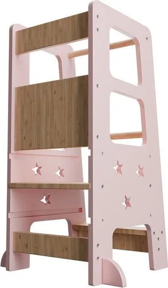 Gyermek tanuló torony biztonságos állítható rózsaszín