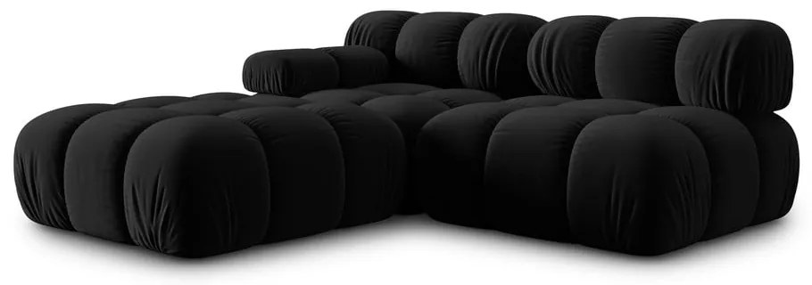 Fekete bársony kanapé 282 cm Bellis – Micadoni Home