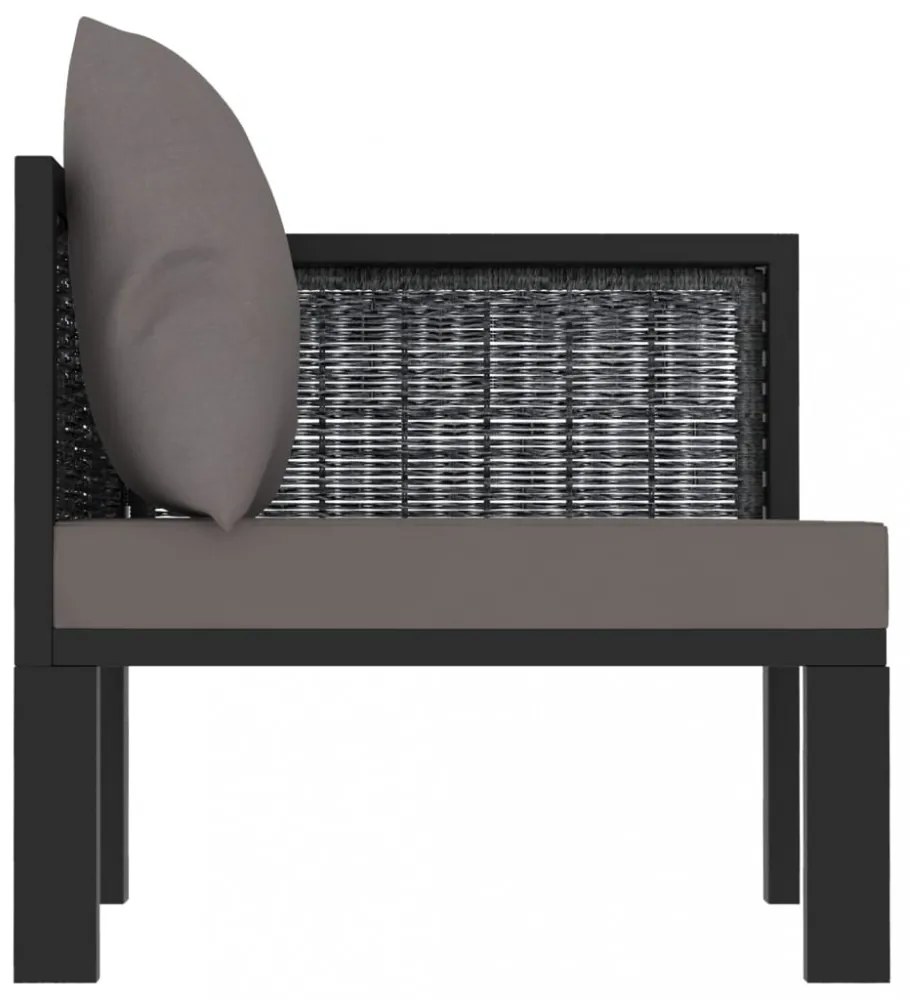 antracitszürke polyrattan sarokkanapé-elem bal oldali karfával