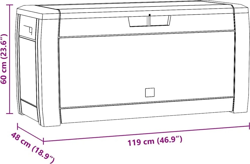 vidaXL antracitszürke polipropilén kerti tárolóláda 119 x 48 x 60 cm