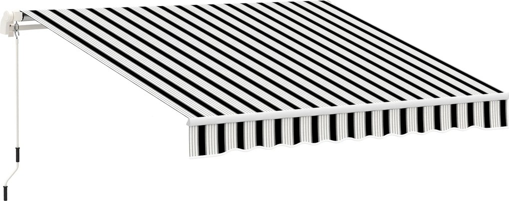 Outsunny Kézi Kurbel Karos Napernyő 3,95m Kézi Kurblival Erkély Napvédő Fali Szerelésű Alumínium Fehér+Kék 395 x 245 cm | Aosom