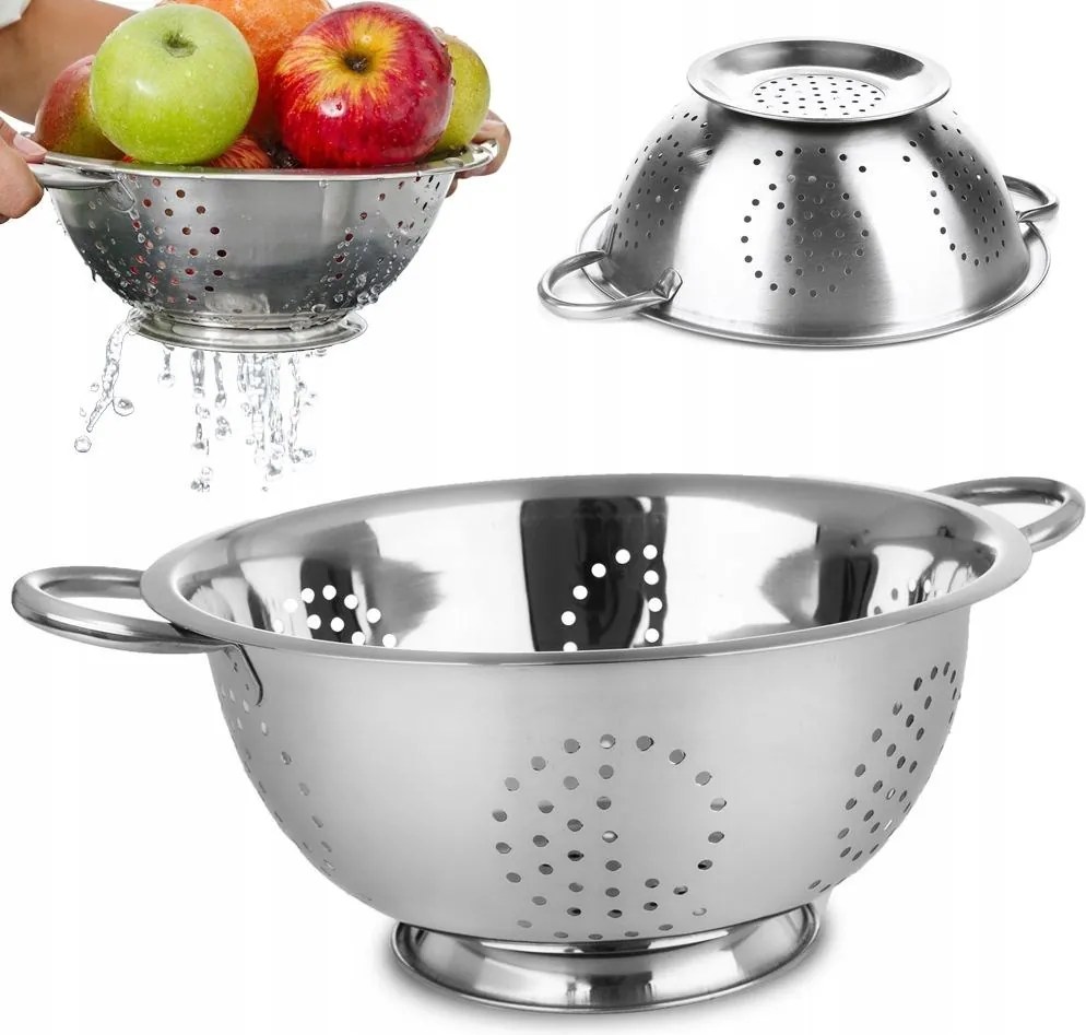 Konyhai Acél szűrő zöldség-gyümölcs leszűréshez 28 cm