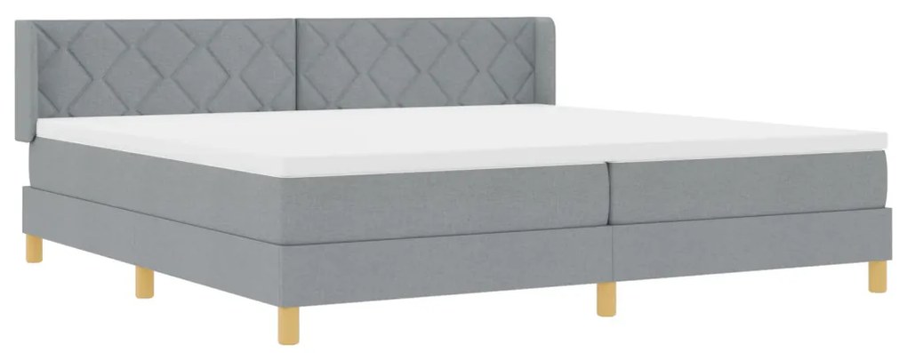 Boxspring ágy matraccal világosszürkében, 200 x 200 cm, szövet