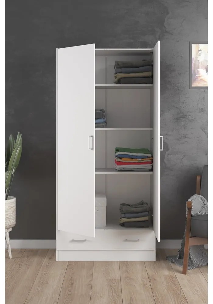 Fehér ruhásszekrény 79x170 cm Space – Tvilum
