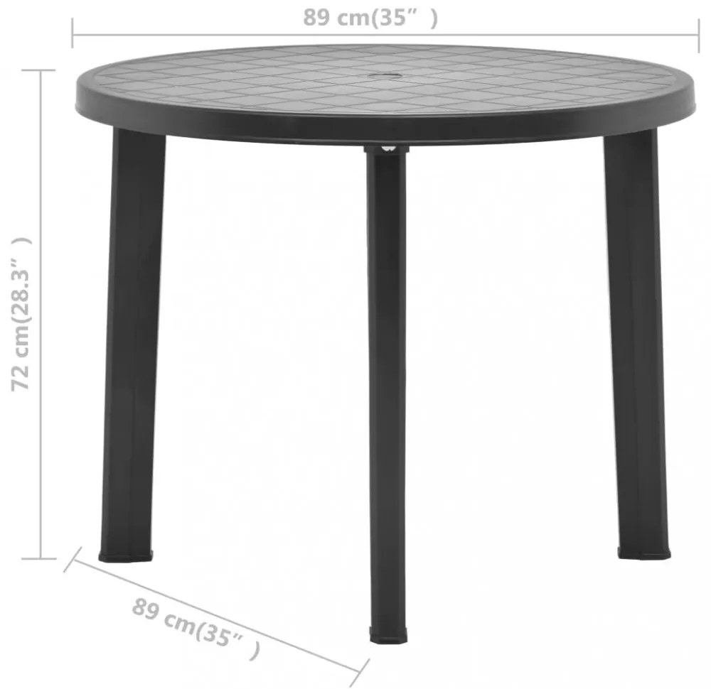 antracitszürke műanyag kerti asztal 89 cm