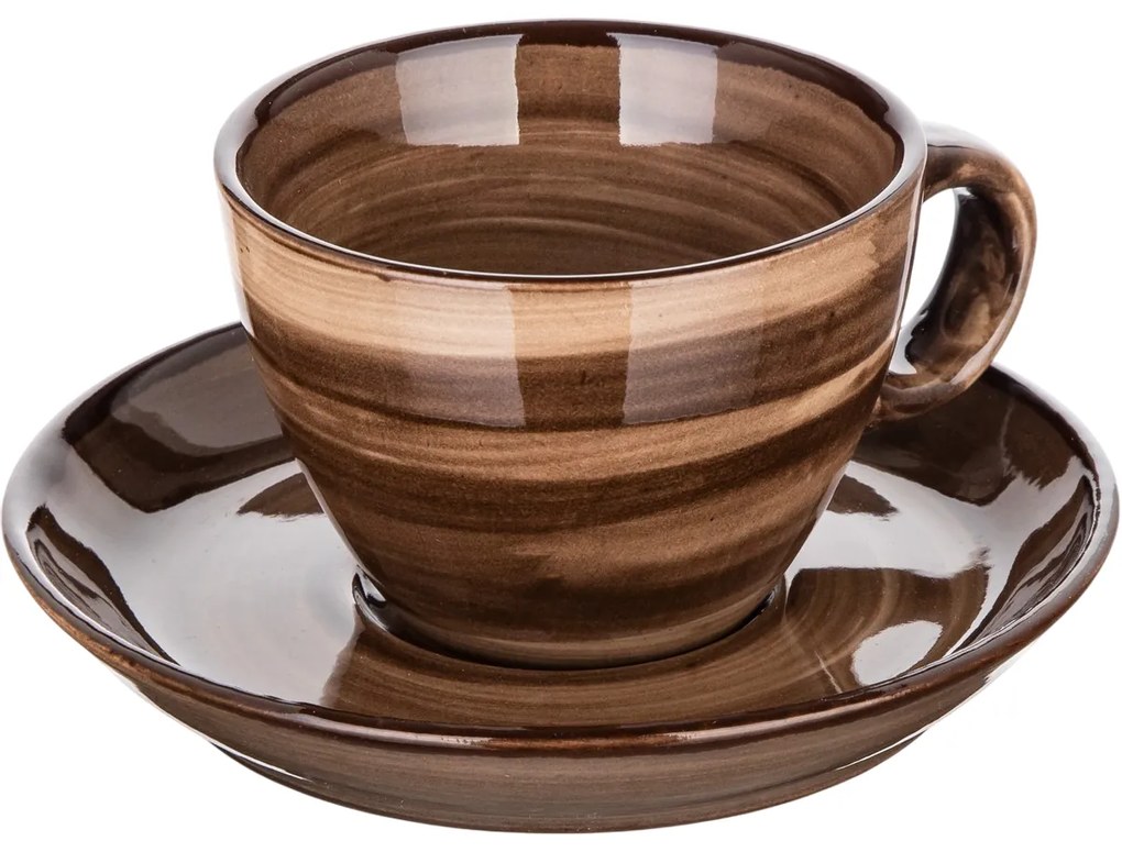 Banquet PALAS 6 db-os csésze és csészealj készlet , 90 ml, barna