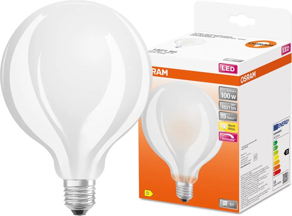 Led izzó E27 G95 11W 2700K Fényerőszabályozható Osram