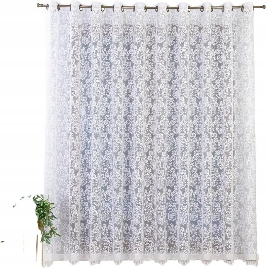 Kész jacquard függöny átvezetőkkel – klasszikus elegancia virágok 250X215