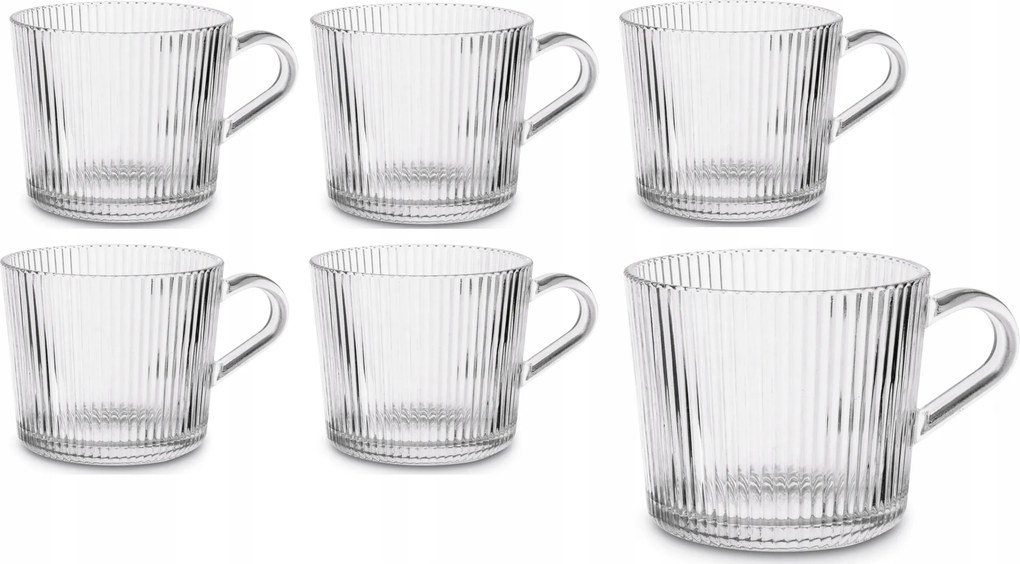 6x 400 ml Bögre Csésze csíkos teás pohár kávé latte desszertek