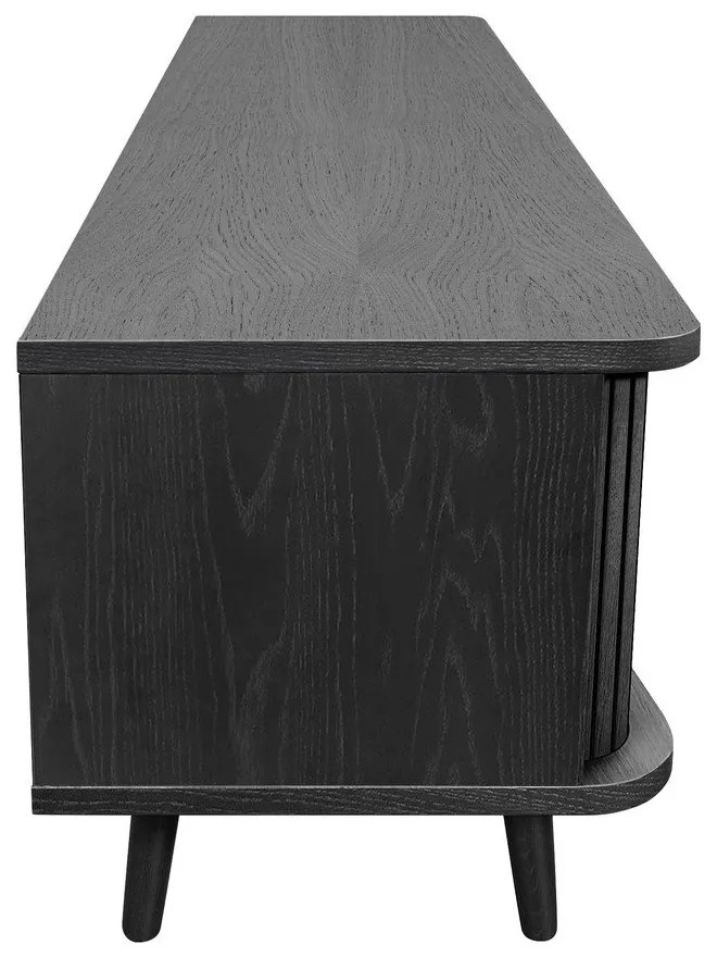 Fekete TV-állvány tölgyfa dekorral 178x50x40 cm Rove – Woodman